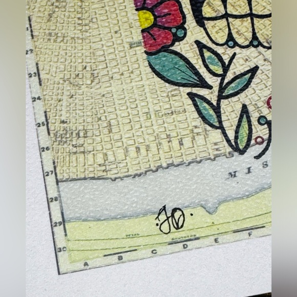 Skull Canvas Painting New Orleans Map & Mardi Gras Post Card St Louis Cathedral - Picture 7 of 9